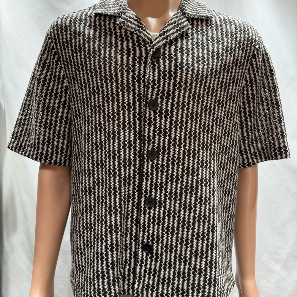 Medium Black and White Crochet Shirt